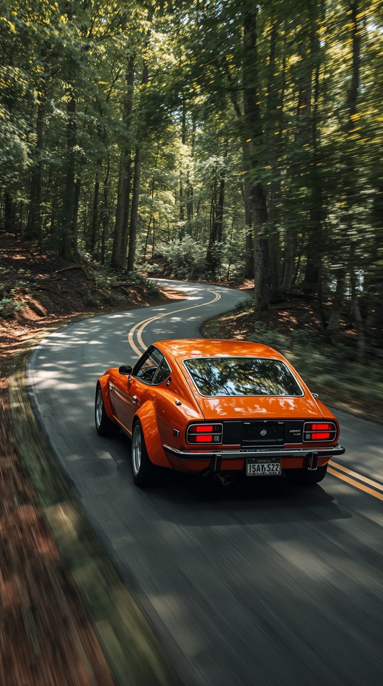 Datsun 240Z – cruising a winding forest road